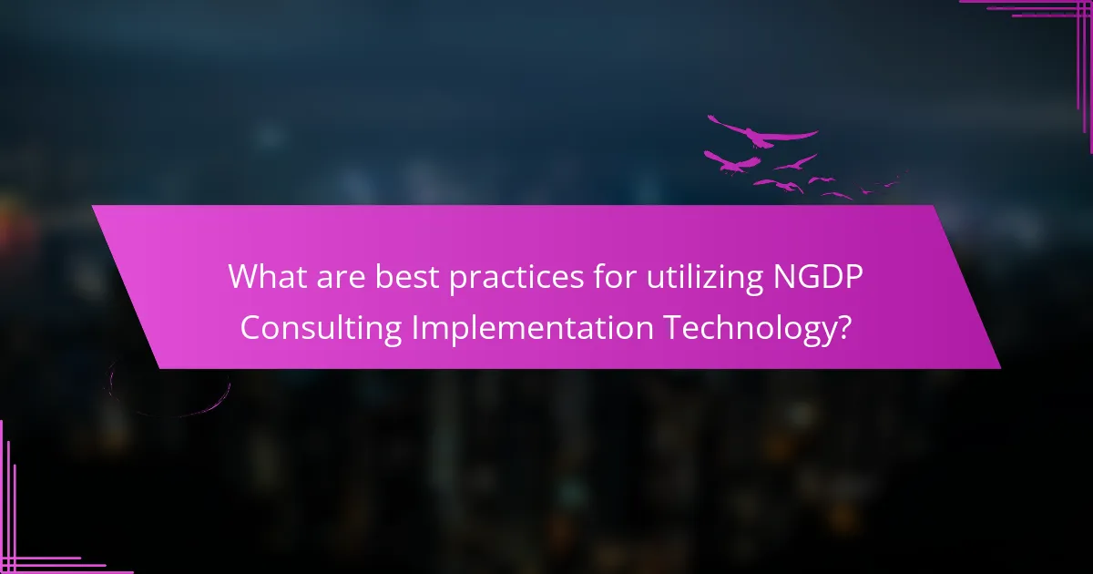 What are best practices for utilizing NGDP Consulting Implementation Technology?