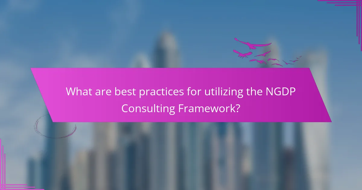 What are best practices for utilizing the NGDP Consulting Framework?