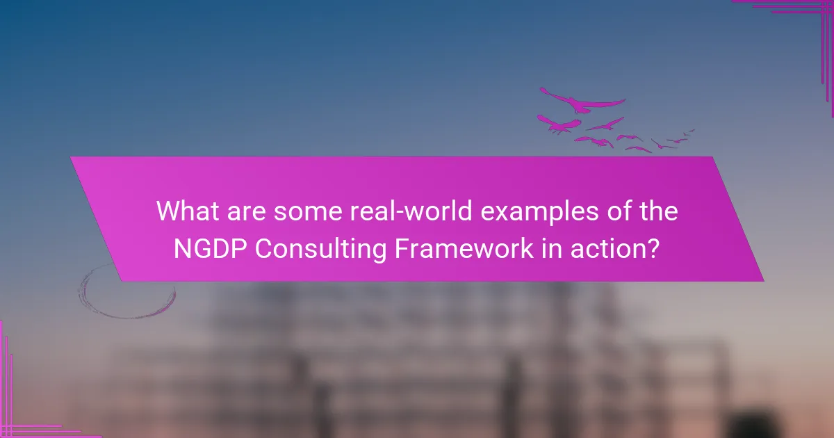 What are some real-world examples of the NGDP Consulting Framework in action?