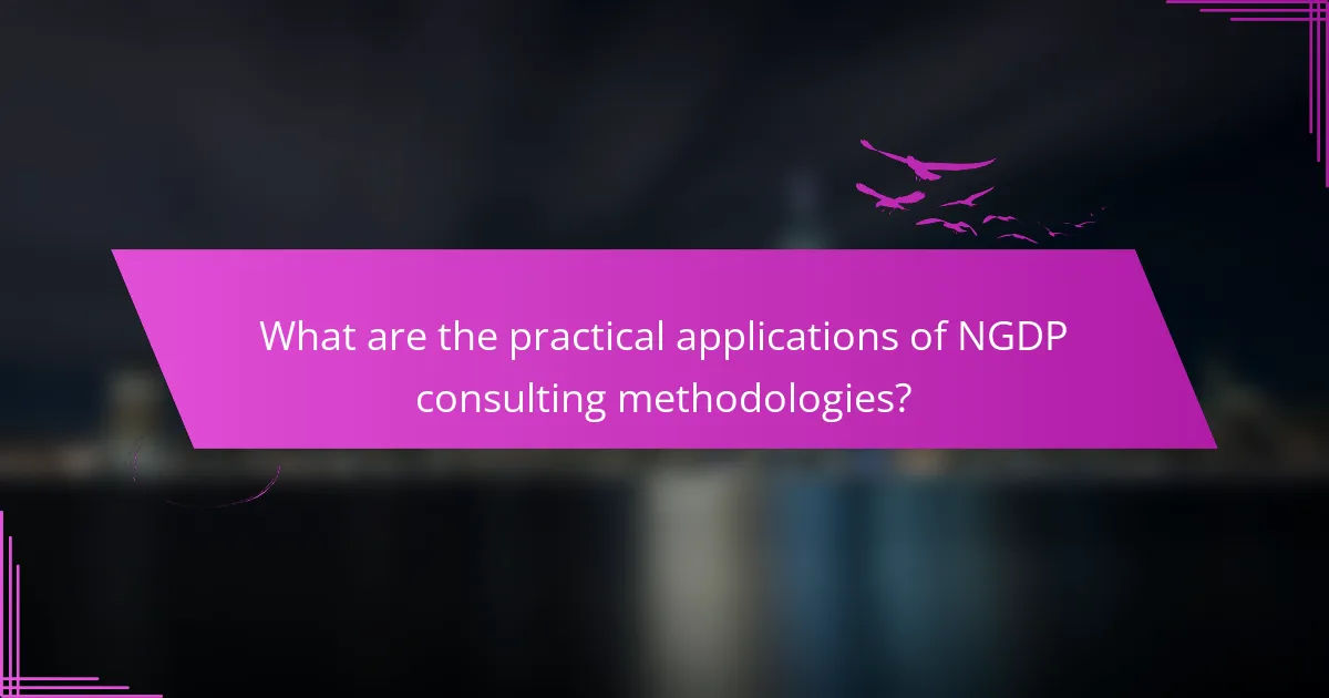What are the practical applications of NGDP consulting methodologies?