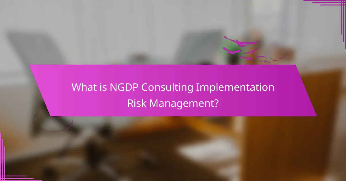 What is NGDP Consulting Implementation Risk Management?