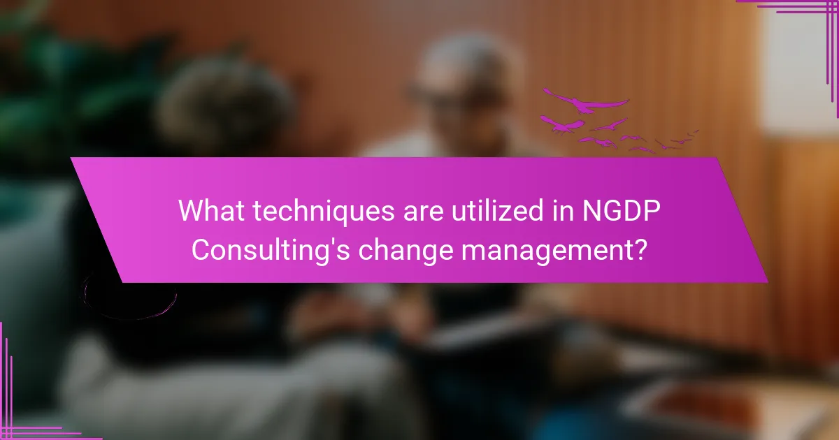 What techniques are utilized in NGDP Consulting's change management?